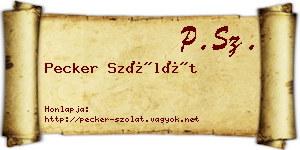 Pecker Szólát névjegykártya